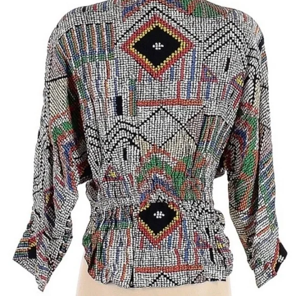 Colorful Beaded V-Neck Top - Picture 2 of 3